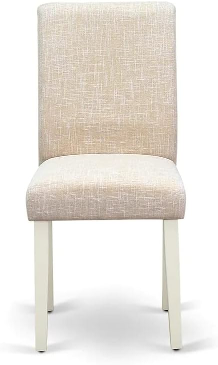 East West Furniture VAAB9-LWH-02 9 Piece Dining Room Set Includes an Oval Wooden Table with Butterfly Leaf and 8 Light Beige Linen Fabric Parson Dining Chairs, 40x76 Inch, Linen White