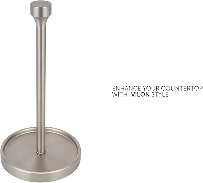 Ivilon Countertop Paper Towel Holder - Modern Bell End Minimalist Design - Color Brushed Nickel
