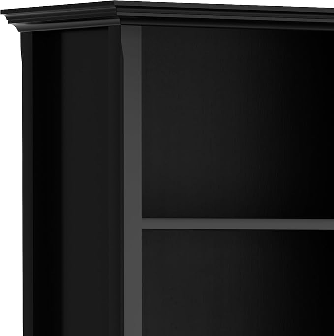 SIMPLIHOME Amherst Bookcase - 70 inch Tall 5-Shelf Solid Wood Bookshelf in Black, Transitional Storage for Living Room, Study Room or Office with Adjustable Shelves and Tapered Legs