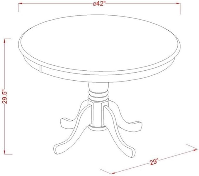 East West Furniture HLWE3-BMK-W 3 Piece Dinette Set for Small Spaces Contains a Round Dining Table with Pedestal and 2 Dining Chairs, 42x42 Inch, Buttermilk & Cherry