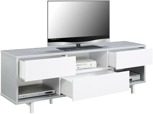 Convenience Concepts Newport Ventura 60" TV Stand, Gray Faux Croc / White