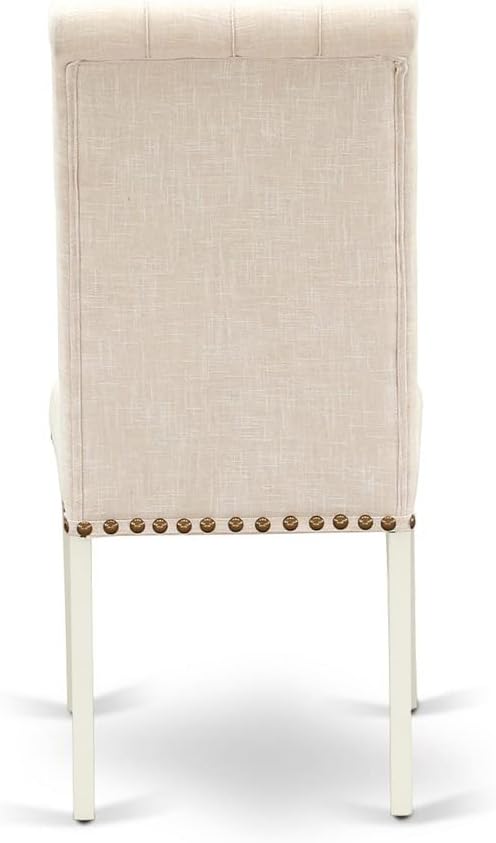 East West Furniture DOBR7-LWH-02 7 Piece Dining Table Set Consist of a Rectangle Table with Butterfly Leaf and 6 Light Beige Linen Fabric Upholstered Chairs, 42x78 Inch, Linen White