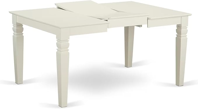 East West Furniture WEAD5-LWH-LC 5 Piece Dining Table Set for 4 Includes a Rectangle Kitchen Table with Butterfly Leaf and 4 Faux Leather Upholstered Chairs, 42x60 Inch, Linen White