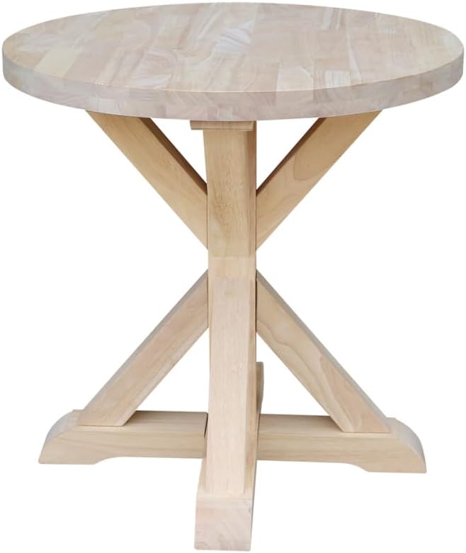 IC International Concepts, Sierra Round End Table, Solid Wood, Real Parawood, 26" W x 26" D x 26" H, Easy Assembly, DIY, Paint or Stain Your Way, Unfinished