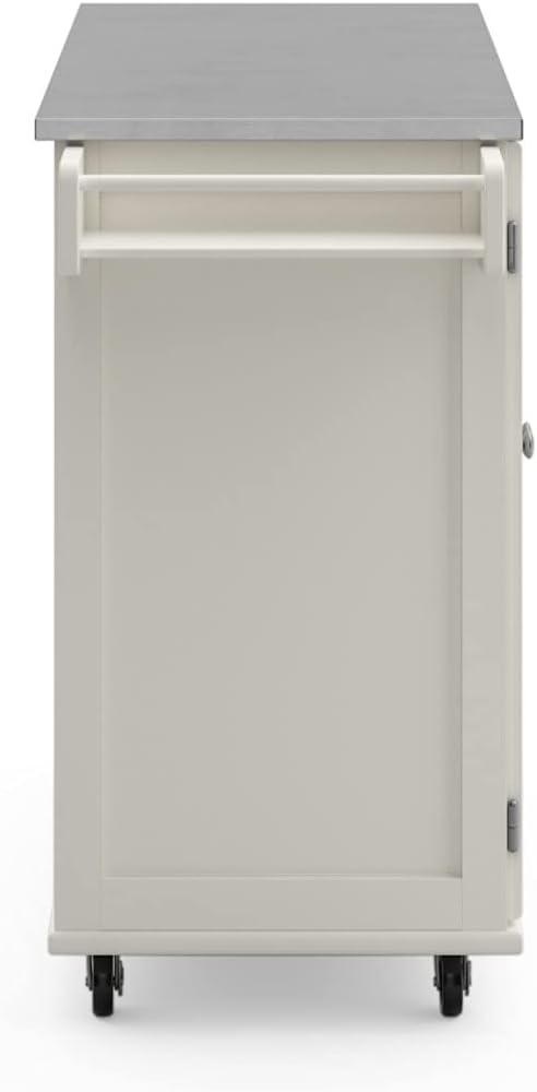 Homestyles Dolly Madison Rolling Mobile Kitchen Island with Storage and Towel Rack, 54 Inch Width, Off White