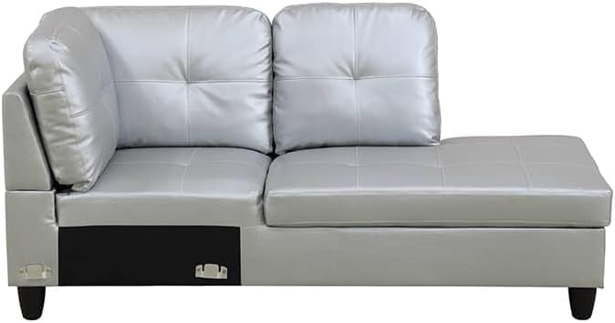 NicBex Sectional Couch 3 Pieces Sofa Set with Left Chaise Synthetic Leather L Shaped Cloud Couch for Living Room Furniture Sets with Storage Ottoman, Modular Sofa for Living Room & Apartment, Silver