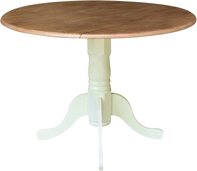 IC International Concepts 42" Round Dual Drop Leaf Pedestal Dining Table