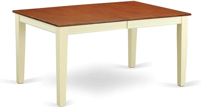 East West Furniture QUDA9-BMK-W 9 Piece Dining Table Set Includes a Rectangle Wooden Table with Butterfly Leaf and 8 Dining Room Chairs, 40x78 Inch, Buttermilk & Cherry