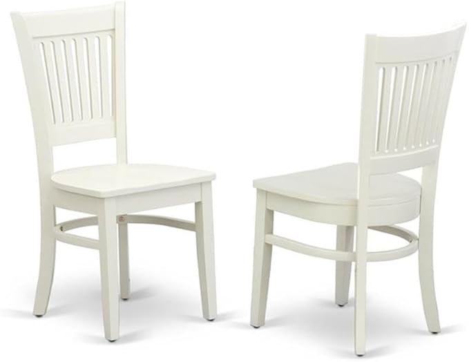 East West Furniture LGVA9-LWH-W 9 Piece Dining Table Set Includes a Rectangle Dining Room Table with Butterfly Leaf and 8 Wood Seat Chairs, 42x84 Inch, Linen White