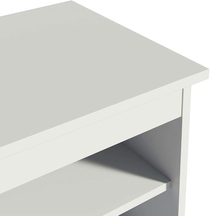 Madesa TV Stand Entertainment Center with 4 Shelves and Cable Management for 55, 65 Inch TV Media Storage Gaming Media Console Living Room and Bedroom Modern Wooden Television - White