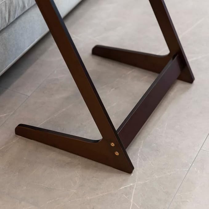Forevich Bamboo Modern Tv Trays Table for Eating, Wood Couch Table End Snack Desk Sofa Side Table Z Shaped Brown