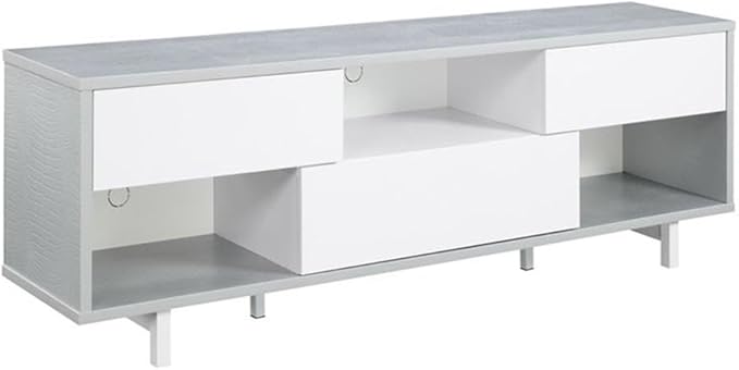 Convenience Concepts Newport Ventura 60" TV Stand, Gray Faux Croc / White