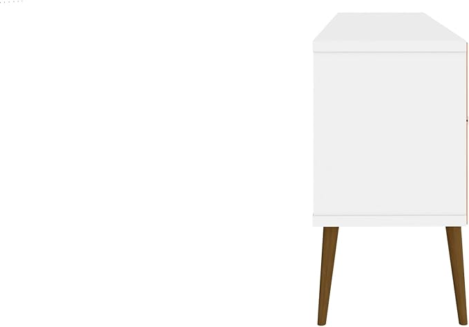 Manhattan Comfort Bradley Mid Century Modern TV Stand for Televisions up to 60 Inches, Living Room Entertainment Center with Storage, Media Shelves and Soft Close Doors, White