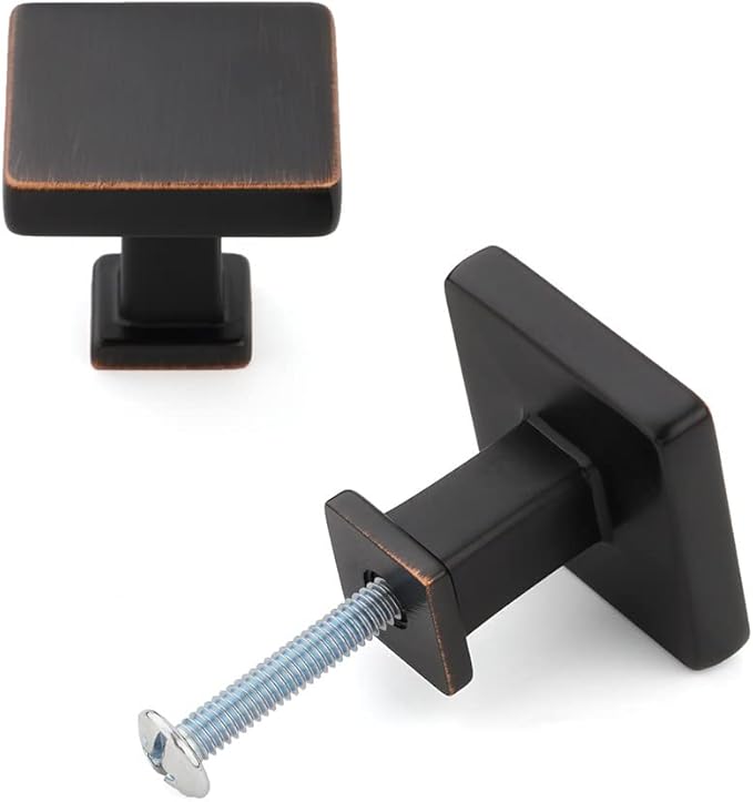 KOOFIZO 30 Pack Oil Rubbed Bronze Cabinet Knobs Bronze Drawer Knobs K08 Square Single Hole Cabinet Pulls for Cabinets Drawer Dresser Cupboard Bedroom Closet Bathroom Vanity