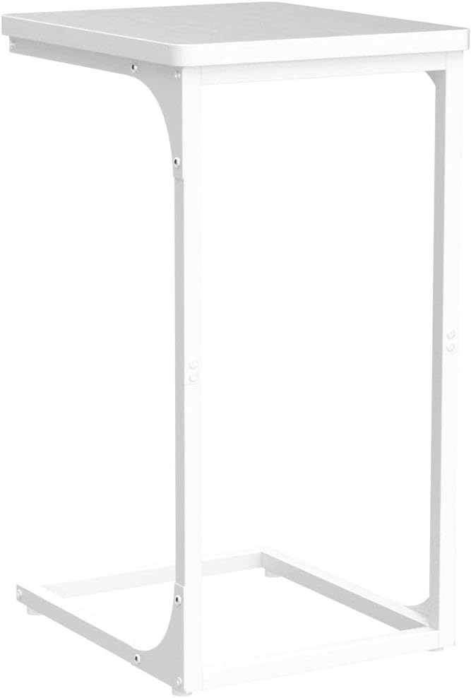 QEEIG C Table Side Table Set of 2 Living Room Sets C Shaped Couch Tray End Tables Modern, White (017-30-002WW)