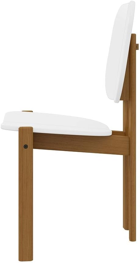 Manhattan Comfort Mid-Century Modern Gales Round 46.54 Dining Table with Solid Wood Legs in White - Set of 5