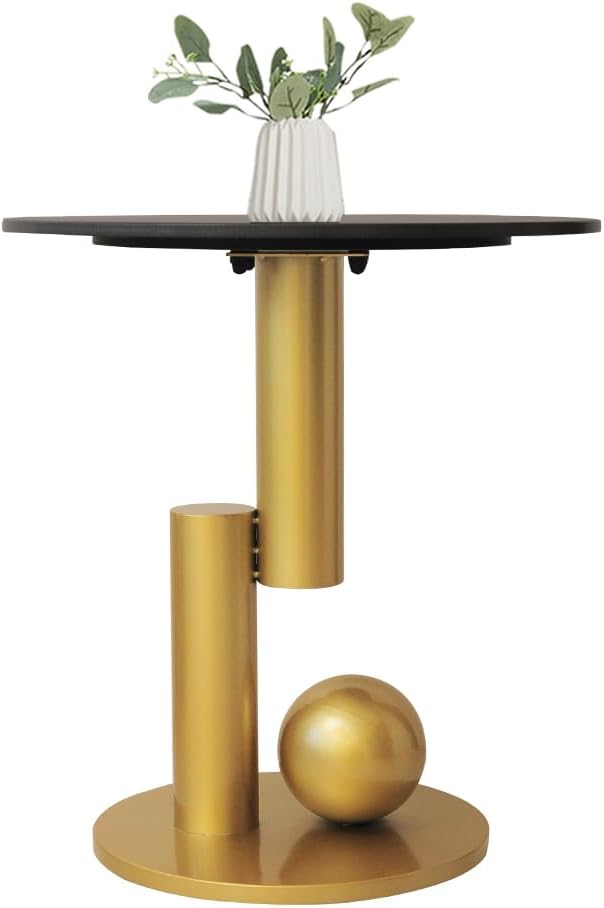 Side Table with Marble Top Metal Gold End Table Modern Sofa Side End Table Coffee Round Side Desk for Couch Living Room Bedroom