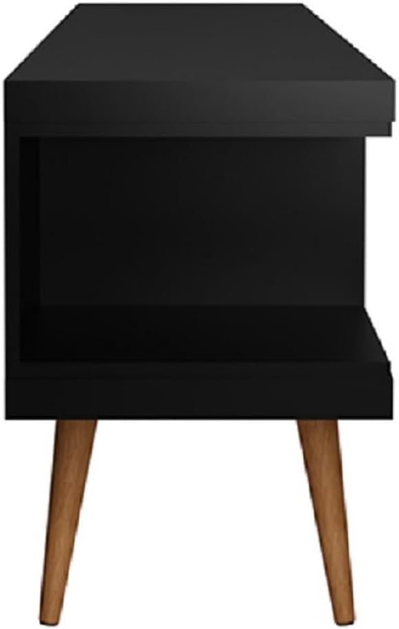 Manhattan Comfort Utopia 70.47" Freestanding Entertainment Center for Living Room, Mid Century Modern TV Stand with Shelves, Storage and Media Holes, Fits 65" Screens, Black