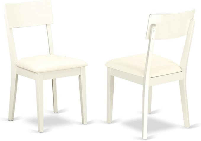 East West Furniture BOAD3-LWH-LC 3 Piece Dining Table Set for Small Spaces Contains a Round Kitchen Table and 2 Faux Leather Kitchen Dining Chairs, 42x42 Inch, Linen White