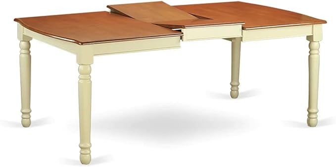 East West Furniture DOT-WHI-T Dover Modern Kitchen Table - a Rectangle Dining Table Top with Butterfly Leaf & Stylish Legs, 42x78 Inch, Buttermilk & Cherry