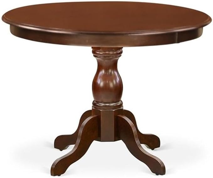 East West Furniture HLDL3-MAH-W 3 Piece Kitchen Table Set for Small Spaces Contains a Round Dining Room Table with Pedestal and 2 Solid Wood Seat Chairs, 42x42 Inch, Mahogany