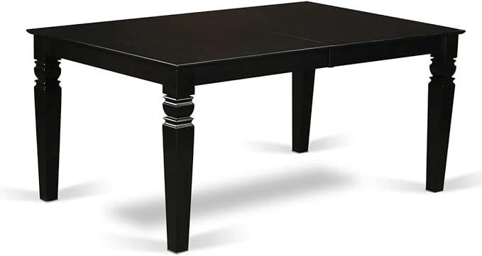 East West Furniture LGCE5-BLK-21 5 Piece Dining Table Set for 4 Includes a Rectangle Kitchen Table with Butterfly Leaf and 4 Mineral Blue Linen Fabric Parson Chairs, 42x84 Inch, Black