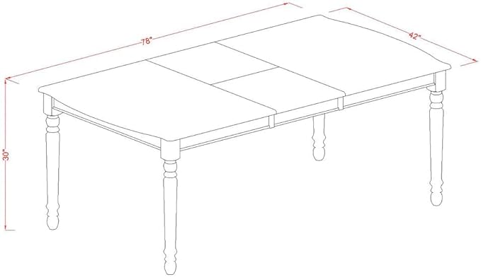 East West Furniture DOT-WHI-T Dover Modern Kitchen Table - a Rectangle Dining Table Top with Butterfly Leaf & Stylish Legs, 42x78 Inch, Buttermilk & Cherry