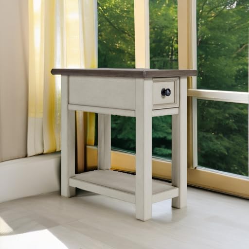 Signature Design by Ashley Bolanburg Farmhouse Chair Side End Table, Light Brown & Whitewash