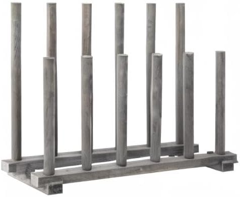 MyGift Vintage Weathered Gray Solid Wood Floor Standing Boot Holder Rack, Wooden Entryway Shoe Storage Organizer Stand Holds 6 Pairs of Tall and Short Boots