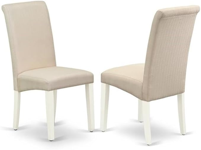 East West Furniture LGBA7-LWH-01 7 Piece Dining Table Set Consist of a Rectangle Dining Room Table with Butterfly Leaf and 6 Cream Linen Fabric Upholstered Chairs, 42x84 Inch, Linen White