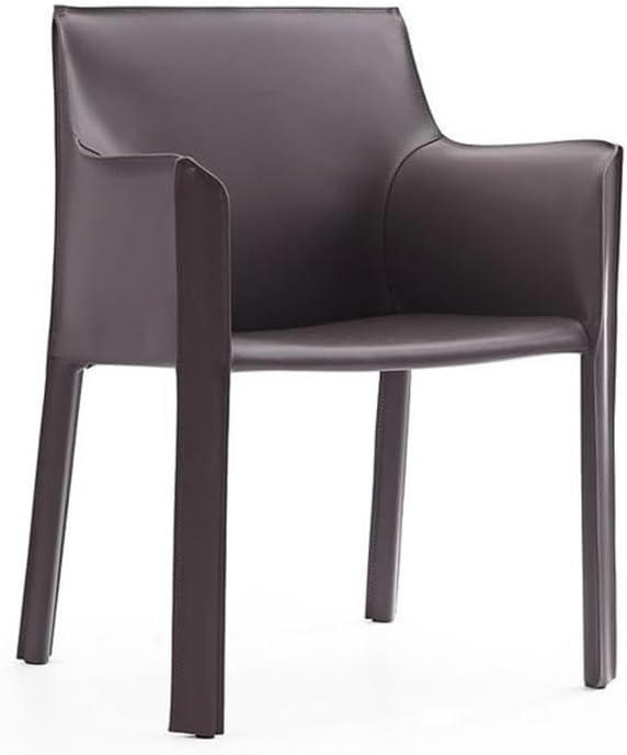 Manhattan Comfort Vogue Modern Faux Leather Dining Chairs, Metal Frame, Comfortable Padded Seat, Fully Assembled Armchair Accent Furniture, Set of 2, Grey
