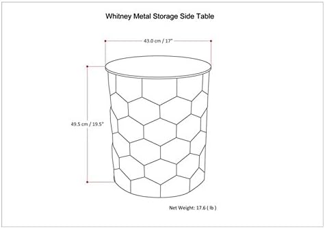 SIMPLIHOME Whitney Industrial 17 inch Wide Metal Storage Accent Side Table in Antique Bronze, Fully Assembled for the Living Room and Bedroom