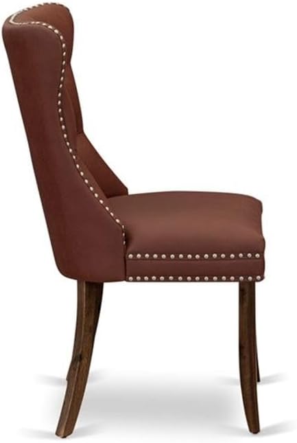 East West Furniture ANDA5-AWA-26 5 Piece Kitchen Table Set Includes a Round Dining Table with Pedestal and 4 Polyester Fabric Upholstered Parson Chairs, 36x36 Inch, Antique Walnut
