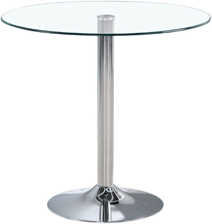 31.2" Round Glass Dining Table, Modern Circular, Sturdy Base and Perfect for 2-4 Seat, Bistro Style for Dining Room, Living Room, Balcony, Cafe