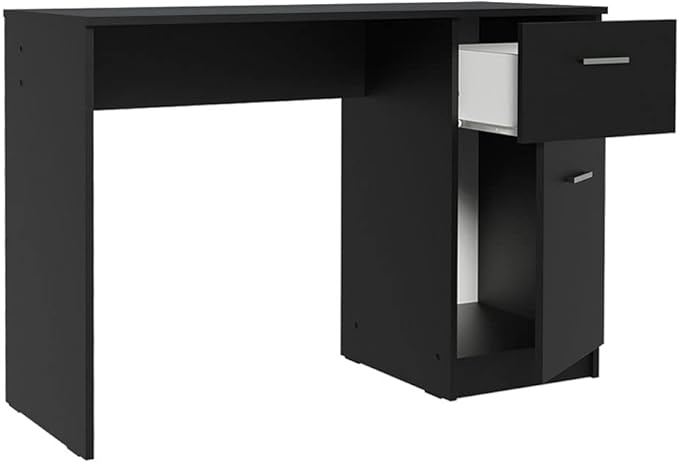 Madesa Compact Computer Desk Study Table for Small Spaces Home Office 43 Inch Student Laptop PC Writing Desks with Storage and Drawer, Modern Ergonomic Gaming Workstation - Black