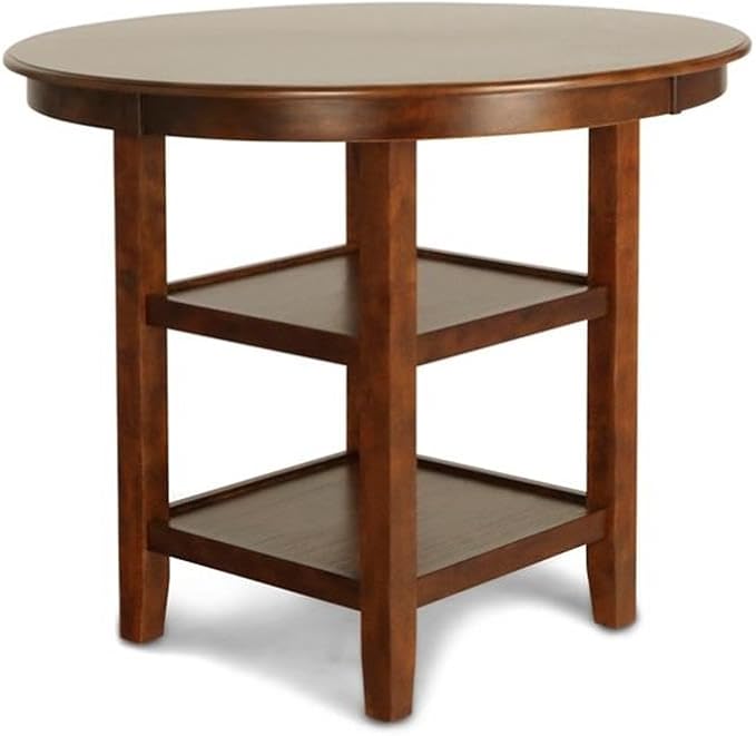 New Classic Furniture Gia 5-Piece Round Counter Height Set with 1 Dining Table and 4 Chairs, 42", Brown