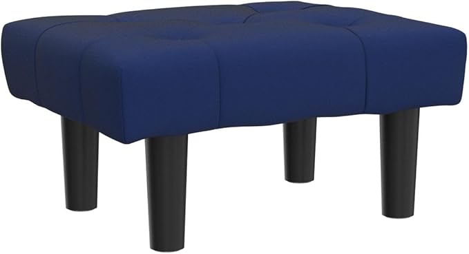 HOUCHICS Small Footstool Ottoman, Velvet Wooden Foot Stool Ottoman with Wood Legs, Sofa Footrest Extra Seating for Living Room Entryway Office(Blue 2PACK)