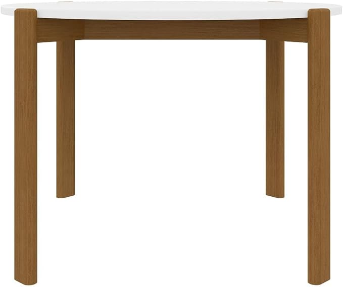 Manhattan Comfort Gales 46-Inch Mid Century Modern Round Dining Table for 2-4 Person, Minimalist Home Furniture with Solid Eucalyptus Wood Legs, Matte White