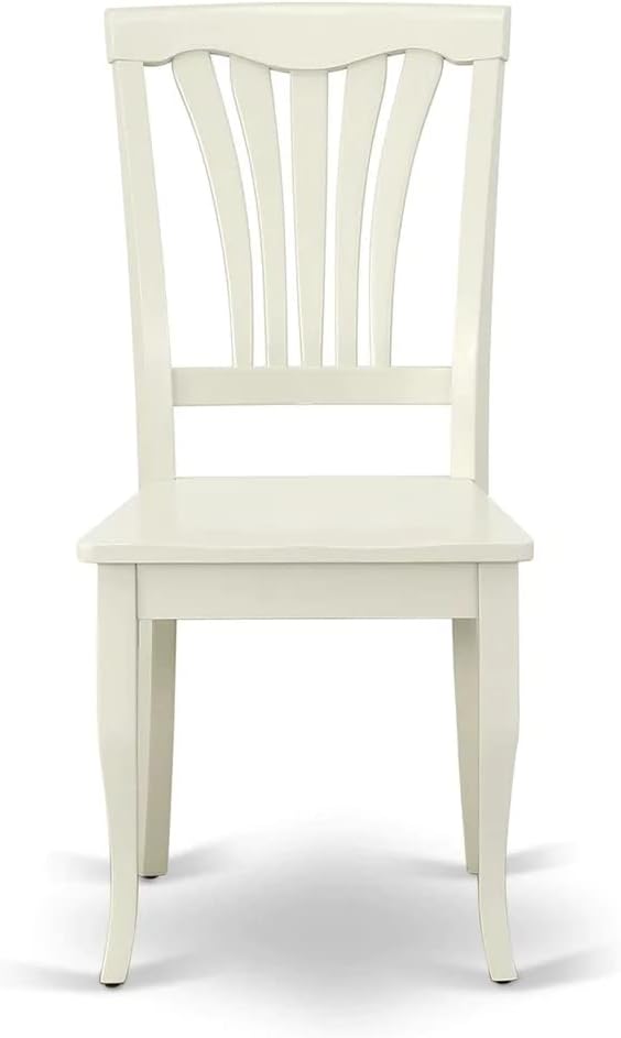 East West Furniture DMAV3-LWH-W 3 Piece Dining Room Table Set Contains a Round Dining Table with Dropleaf and 2 Wood Seat Chairs, 42x42 Inch, Linen White