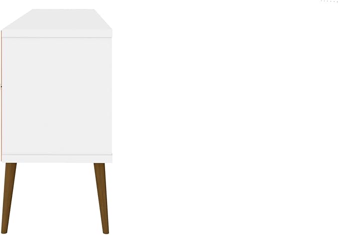 Manhattan Comfort Bradley Mid Century Modern TV Stand for Televisions up to 60 Inches, Living Room Entertainment Center with Storage, Media Shelves and Soft Close Doors, White