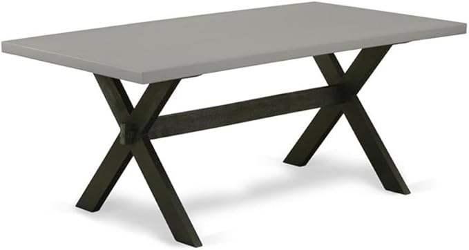 East West Furniture X697DR124-6 6 Piece Dining Set Contains a Rectangle Dining Room Table with X-Legs and 4 Black Color Linen Fabric Parson Chairs with a Bench, 40x72 Inch, Multi-Color