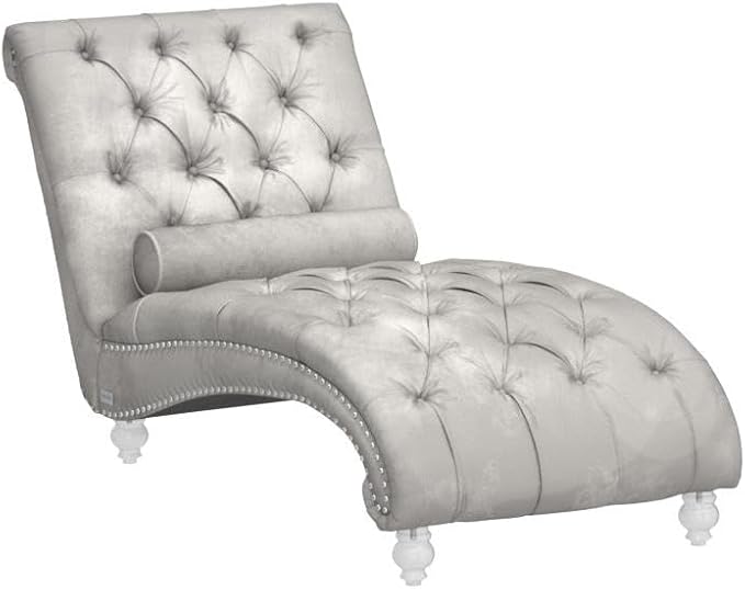 HomSof Modern Armless Velvet Chaise Lounge Indoor Chair with Solid Acrylic Legs