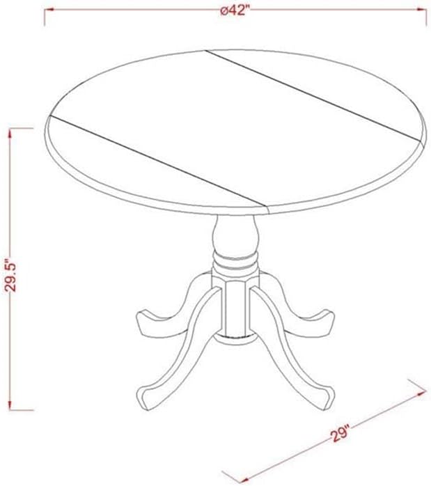 East West Furniture DLIP3-MAH-C 3 Piece Modern Dining Table Set Contains a Round Wooden Table with Dropleaf and 2 Linen Fabric Upholstered Dining Chairs, 42x42 Inch, Mahogany