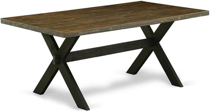 East West Furniture X677MZ606-7 7 Piece Dining Table Set Consist of a Rectangle Dining Room Table with X-Legs and 6 Shitake Linen Fabric Upholstered Parson Chairs, 40x72 Inch, Multi-Color