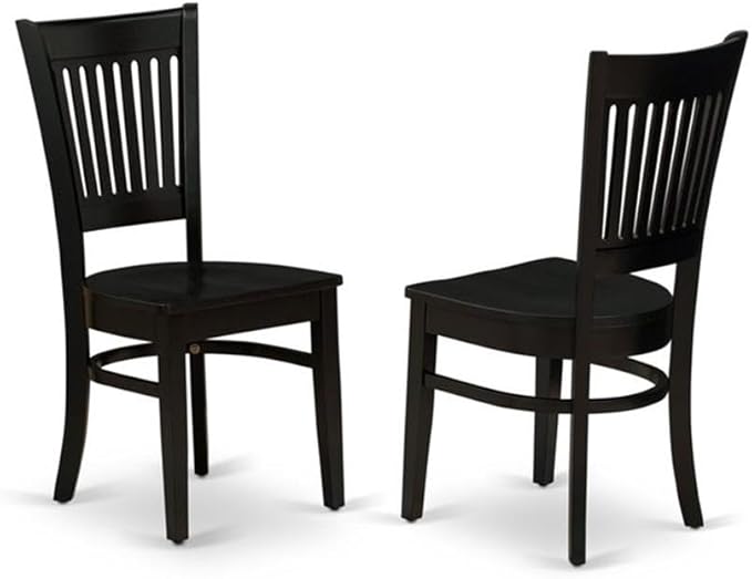 East West Furniture LGVA9-BLK-W 9 Piece Kitchen Table & Chairs Set Includes a Rectangle Dining Room Table with Butterfly Leaf and 8 Solid Wood Seat Chairs, 42x84 Inch, Black