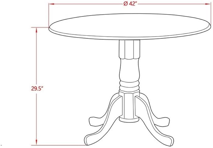 East West Furniture DMAV5-OAK-C 5 Piece Kitchen Table Set for 4 Includes a Round Dining Table with Dropleaf and 4 Linen Fabric Dining Room Chairs, 42x42 Inch, Oak