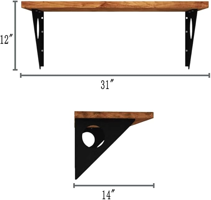 Industrial Rustic Wall-Mounted Table, Dining Table Desk, Pine Wood Wall-Mounted Bar Tables (31“X14”)