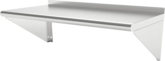 Stainless Steel Shelf 12x48 Inches, NSF Commercial Metal Wall Mounted Rack Shelves,Floating Shelving for Restaurant, Food Truck, Kitchen,Garage,Washrooms,Home&Hotel