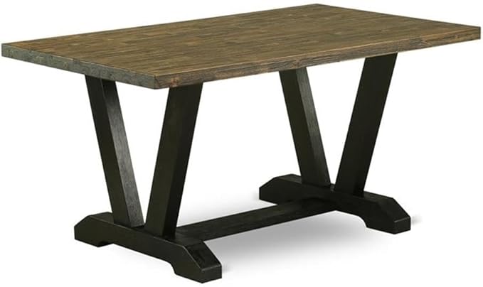 East West Furniture VT676 V-Style Modern Dining Table - a Rectangle Kitchen Table Top with Stylish Legs, 36x60 Inch, Multi-Color