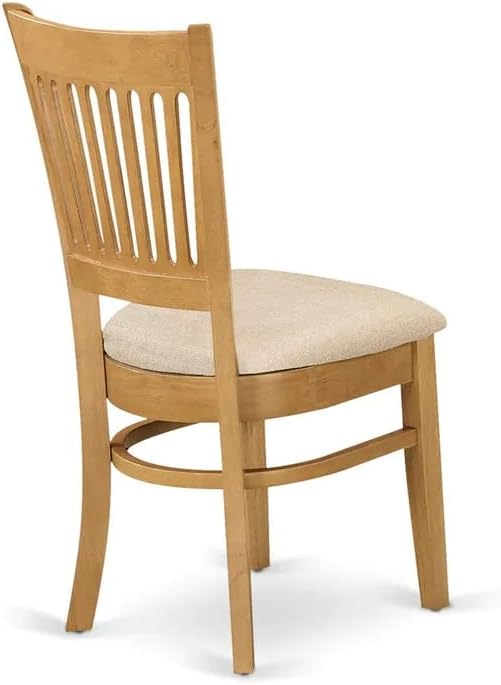 East West Furniture ESVA3-OAK-C 3 Piece Dining Table Set for Small Spaces Contains a Round Dining Room Table with Pedestal and 2 Linen Fabric Upholstered Chairs, 30x30 Inch, Oak